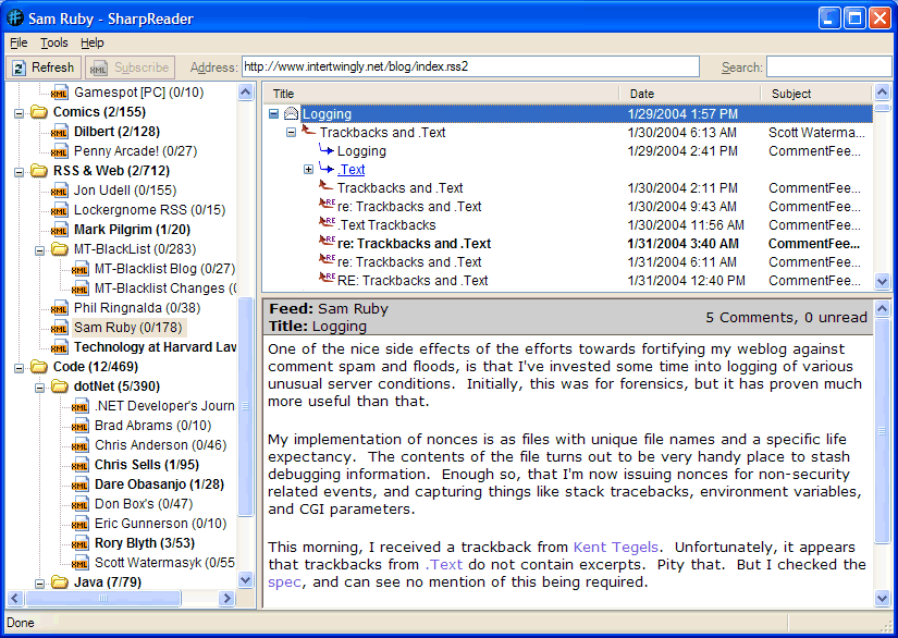 SharpReader v0.9.7.0 Screenshot